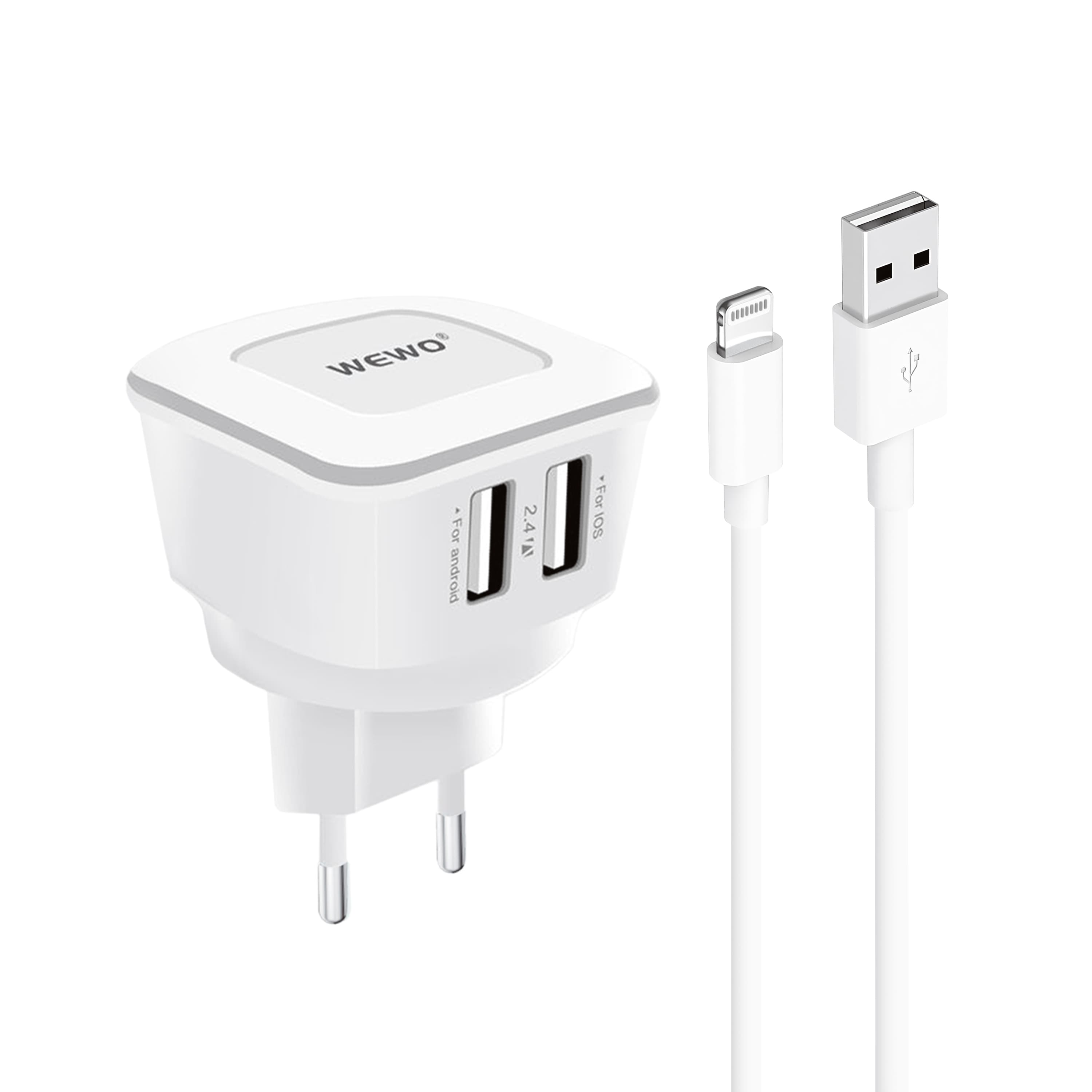 WEWO W-011 Punjač 2XUSB 2.4A + iPhone USB data cable