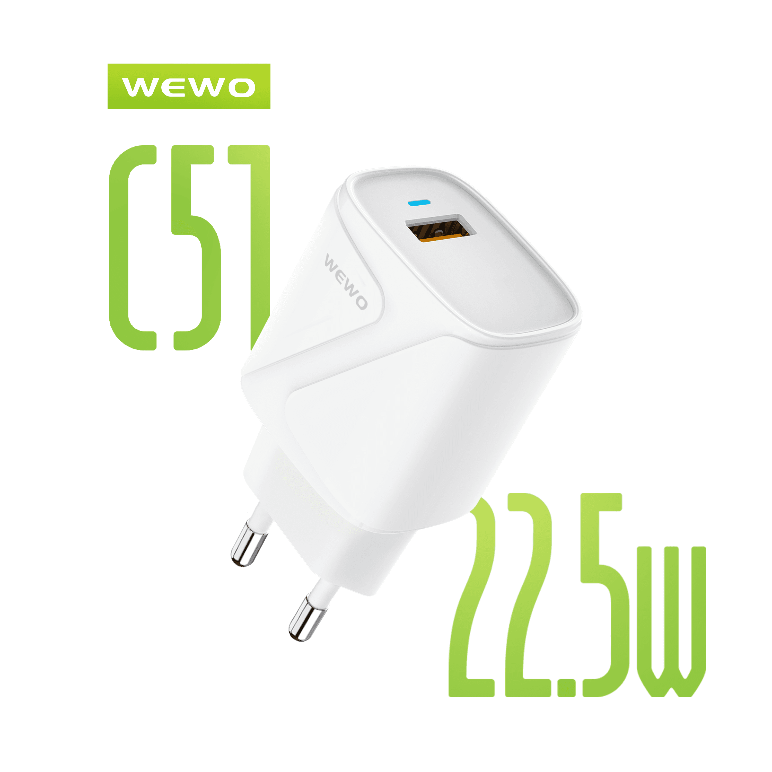 WEWO C51 FAST USB Punjač QC 22.5W/3A (beli)