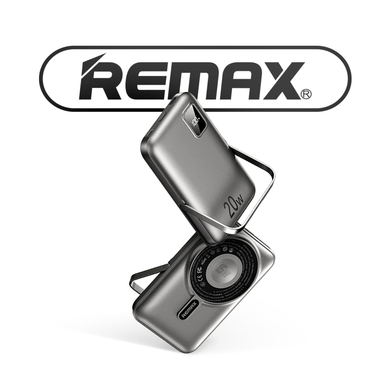 Power Bank REMAX RPP-695 3in1 MAGNETIC WIRELESS FAST CHARGE - HOLDER 10000mAh (sivi)