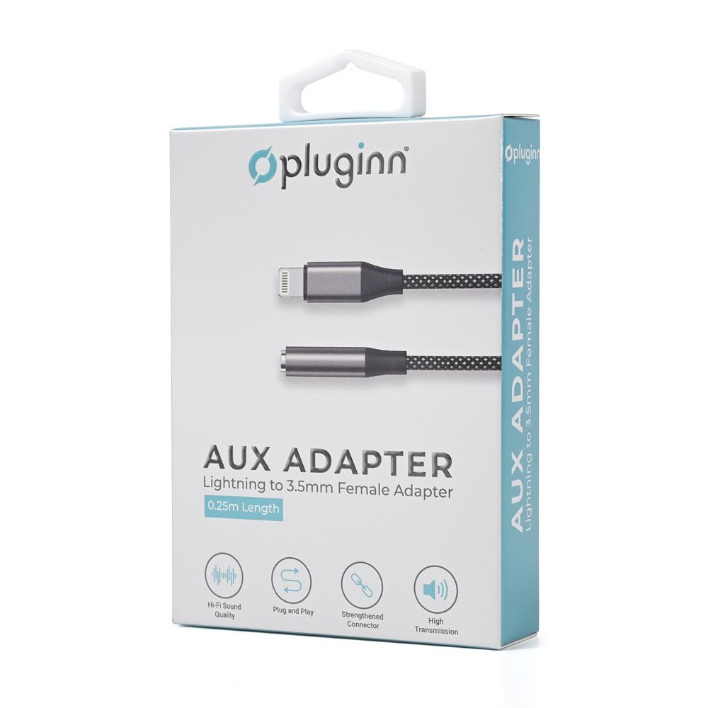 Kabl — Adapter Pluginn AUX Z na Lightning 0.25m, crni