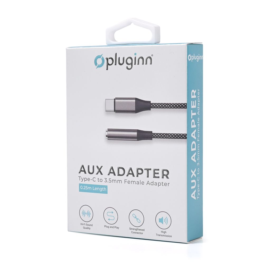Kabl — Adapter Pluginn AUX Z na Type C 0.25m, crni