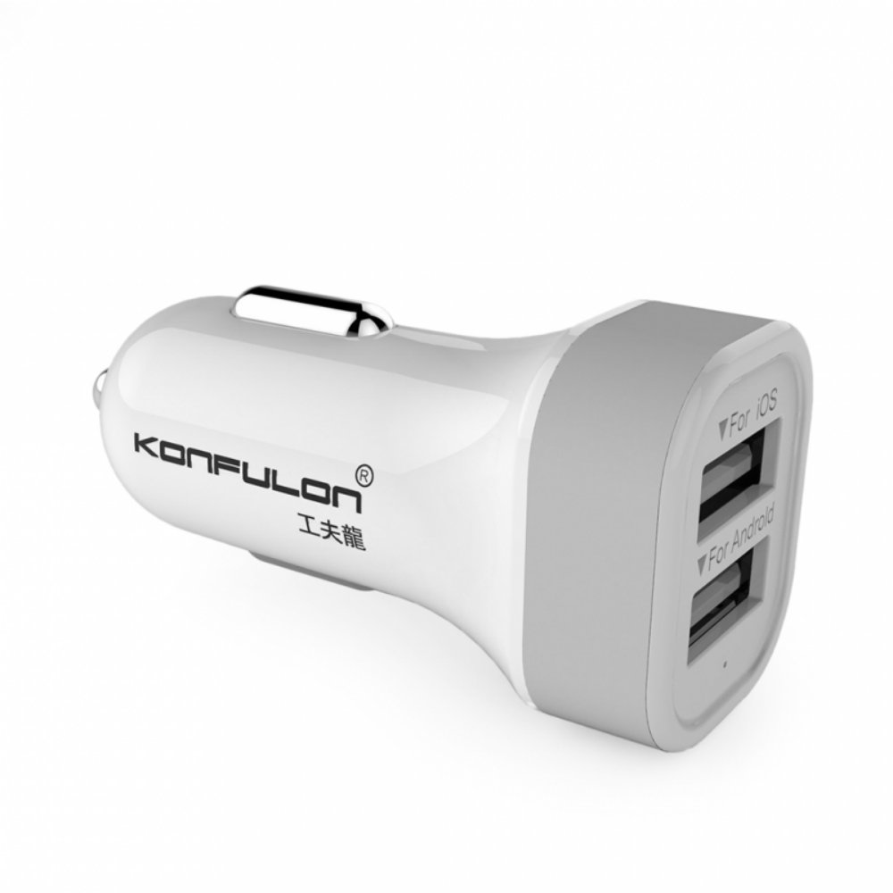 Punjač — Auto Konfulon C17 dual USB 5V 2.1A, sivi