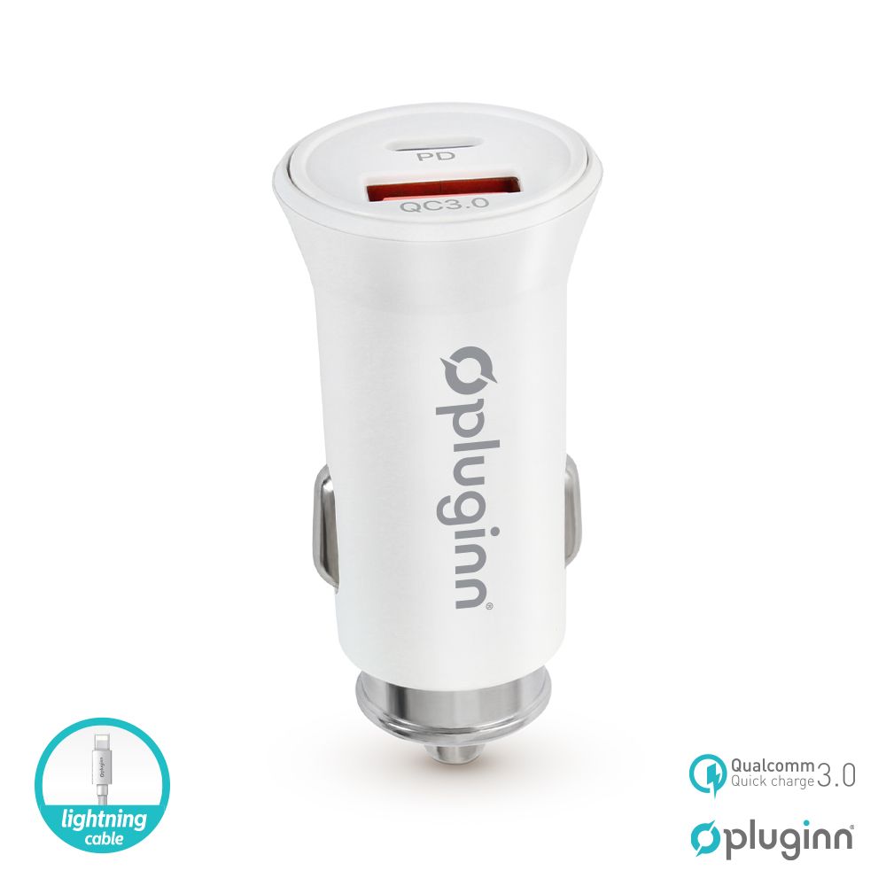 Punjač — Auto Pluginn PI-21S, PD 20W, QC 3.0 18W, sa, beli