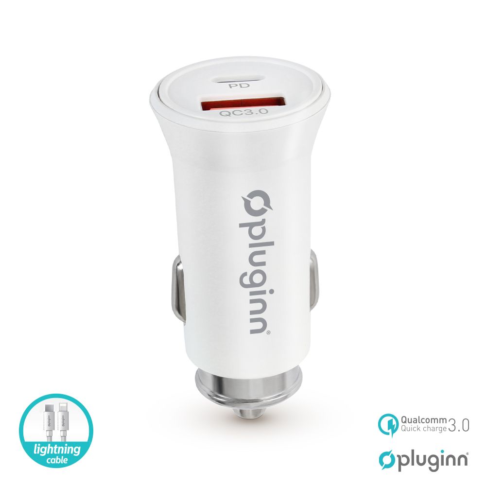 Punjač — Auto Pluginn PI-21S, PD 20W, QC 3.0 18W, sa PD, beli