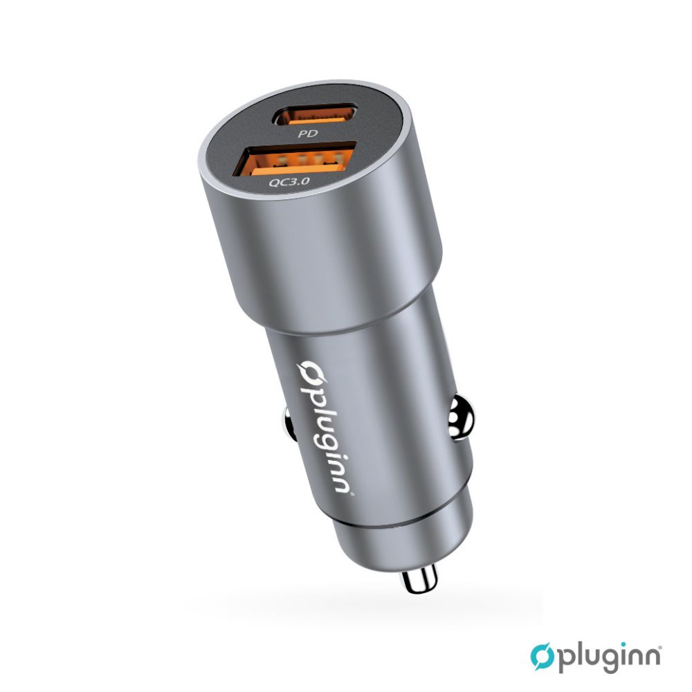 Punjač — Auto Pluginn PI-40, PD 20W, QC 3.0 18W, sa Type C, sivi