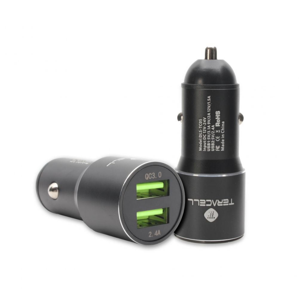 Punjač za Apple — Auto Teracell Evolution TC-05 2xUSB QC3.0 2.4A sa, crni