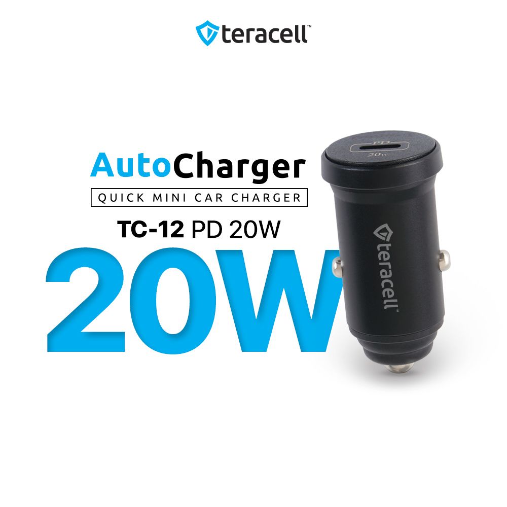 Punjač za Apple iPhone 12 — Auto Teracell Evolution TC-12 PD 20W crni sa PD, crni