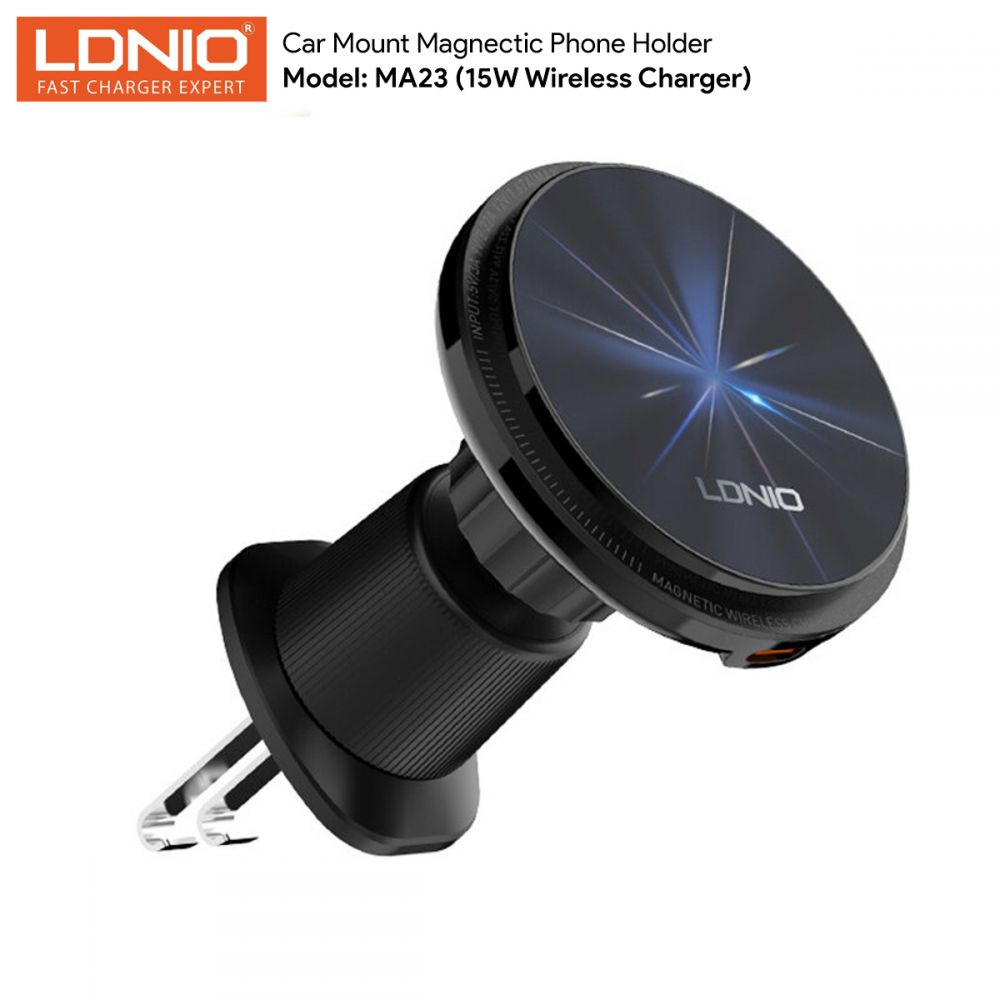 Power bank — Auto stalak za ventilaciju Ldnio MA23 15W Wireless, crni