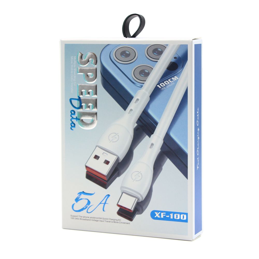 Kabl — Data micro USB XF-100 5A 1m, beli