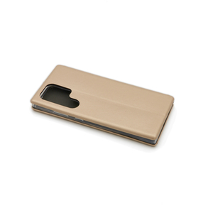 Maska za Samsung Galaxy S23 Ultra — Flip Leather, zlatna