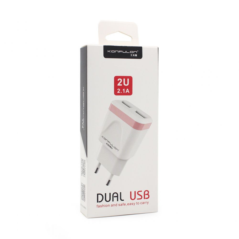 Punjač za Apple — Kucni Konfulon C31+S05 2xUSB 5V 2.1A sa iPhone, beli