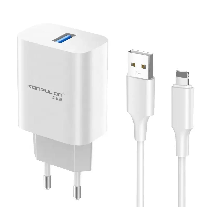 Punjač za Apple — Kucni Konfulon C87 3A sa iPhone Lightning kablom 1m