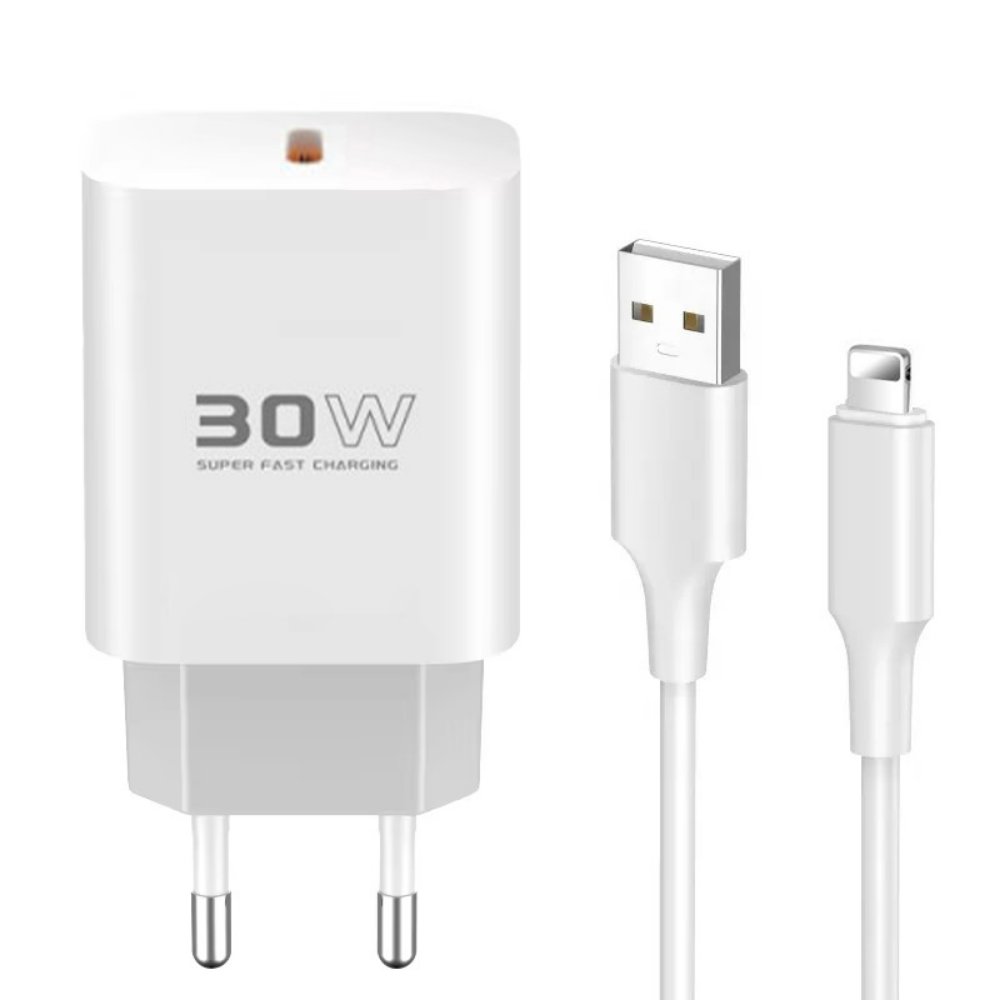 Punjač za Apple — Kucni Konfulon C87c DL50, 30W, sa PD kablom Type C, beli