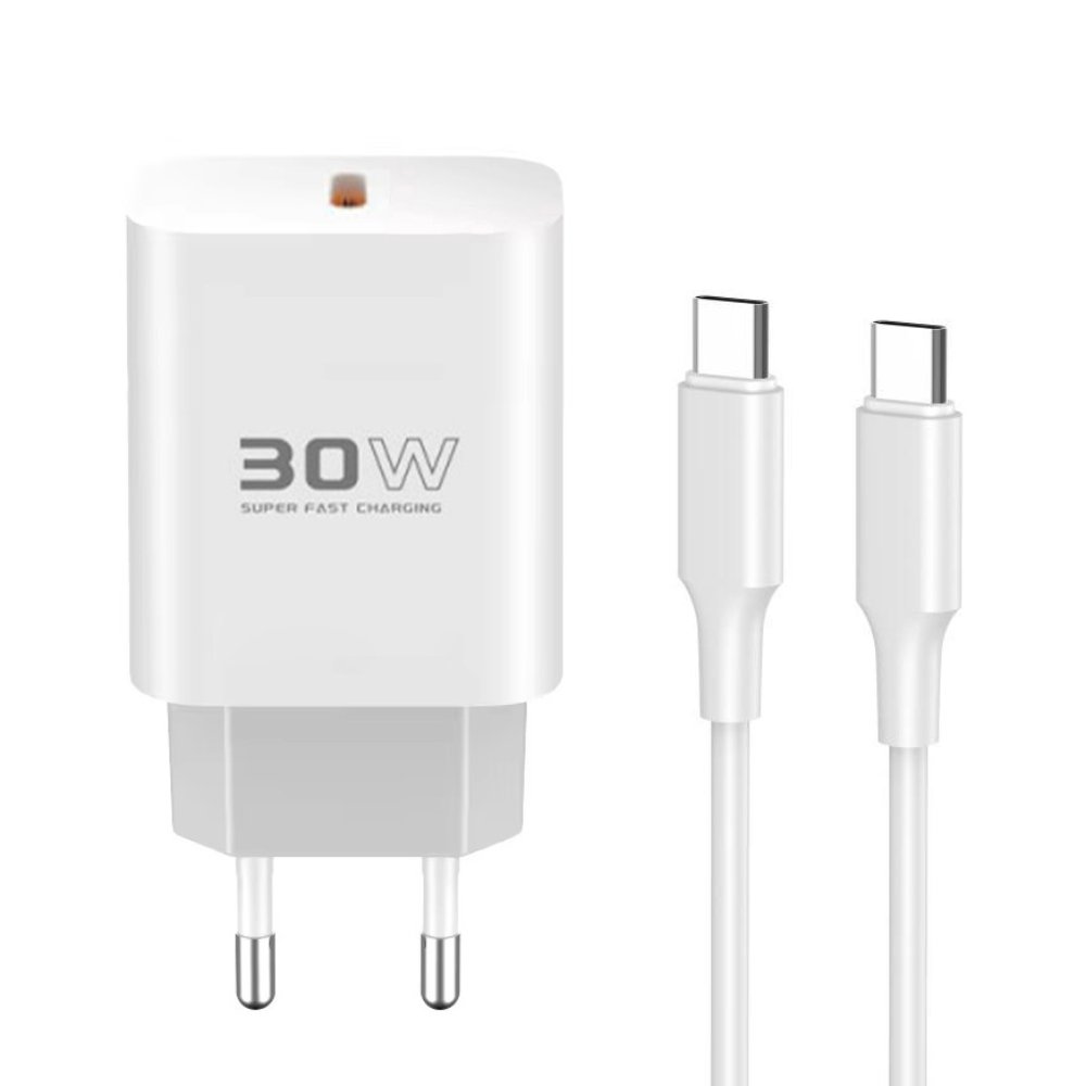 Punjač — Kucni Konfulon C87c DL51, 30W, sa PD kablom Type C, beli