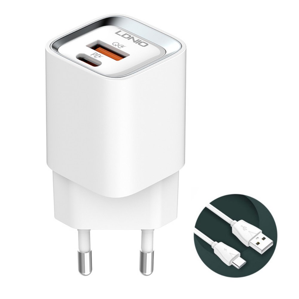 Punjač — Kucni Ldnio A2317C, 3.6A, QC3.0 18W, PD 30W sa Type, beli
