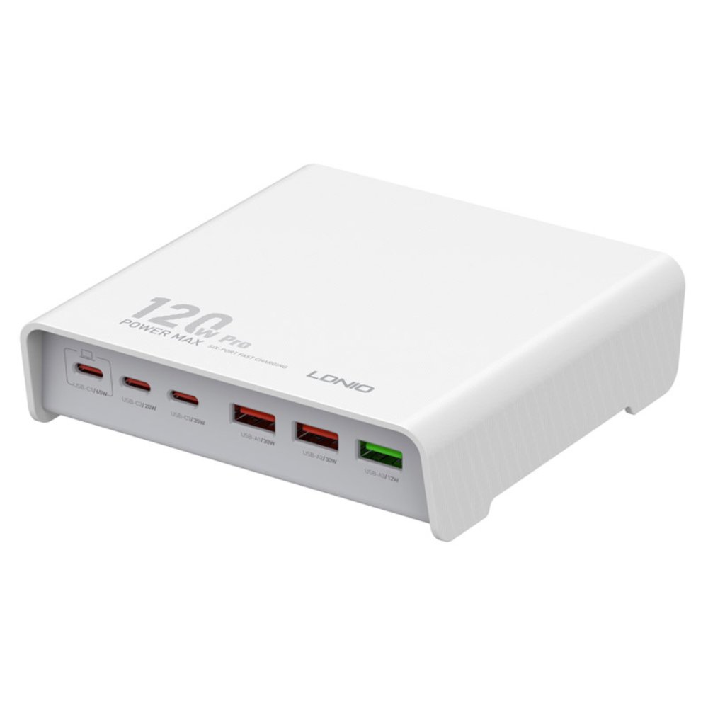 Punjač — Kucni Ldnio Q605, QC4+, PD3.0, SCP, PPS, Vooc, 120W, beli