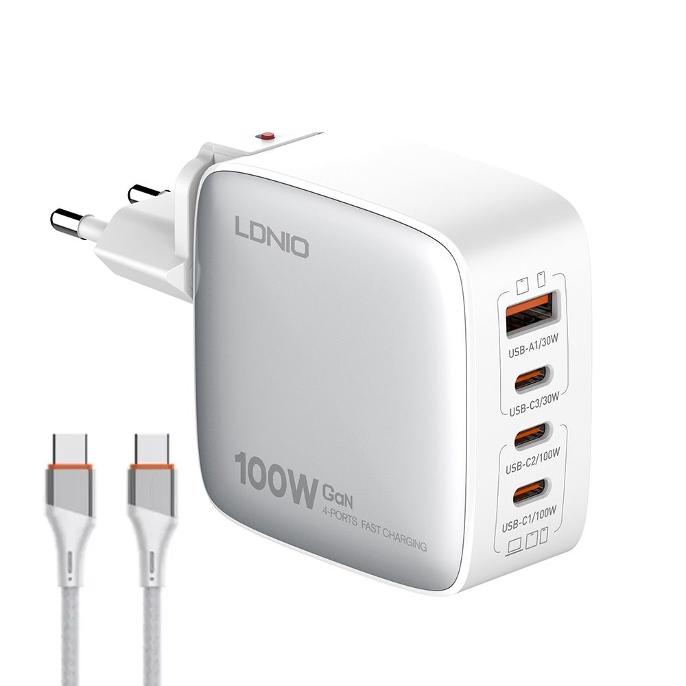Punjač — Kucni sa adapterima Ldnio Q408 GaN PPS QC3.0 30W, beli