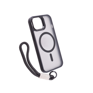 Maska za Apple iPhone 15 — PC Camera Stand Rope Magsafe, crna