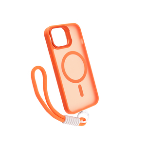 Maska za Apple iPhone 15 — PC Camera Stand Rope Magsafe, narandzasta