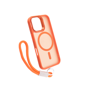 Maska za Apple iPhone 16 — PC Camera Stand Rope Magsafe, narandzasta