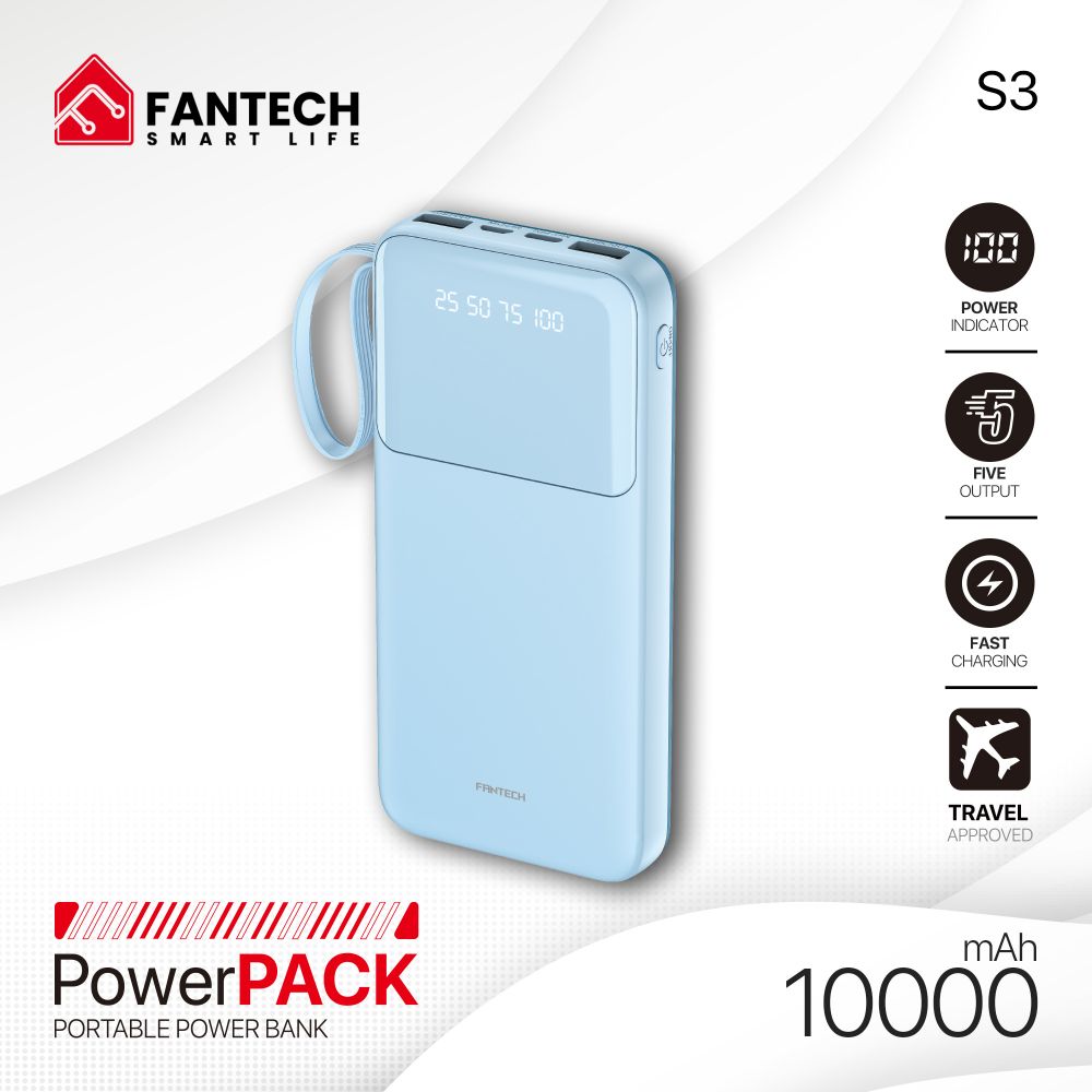 Power bank za Samsung Galaxy S3 — Prenosiva baterija Fantech 10000mAh, 10W, plavi