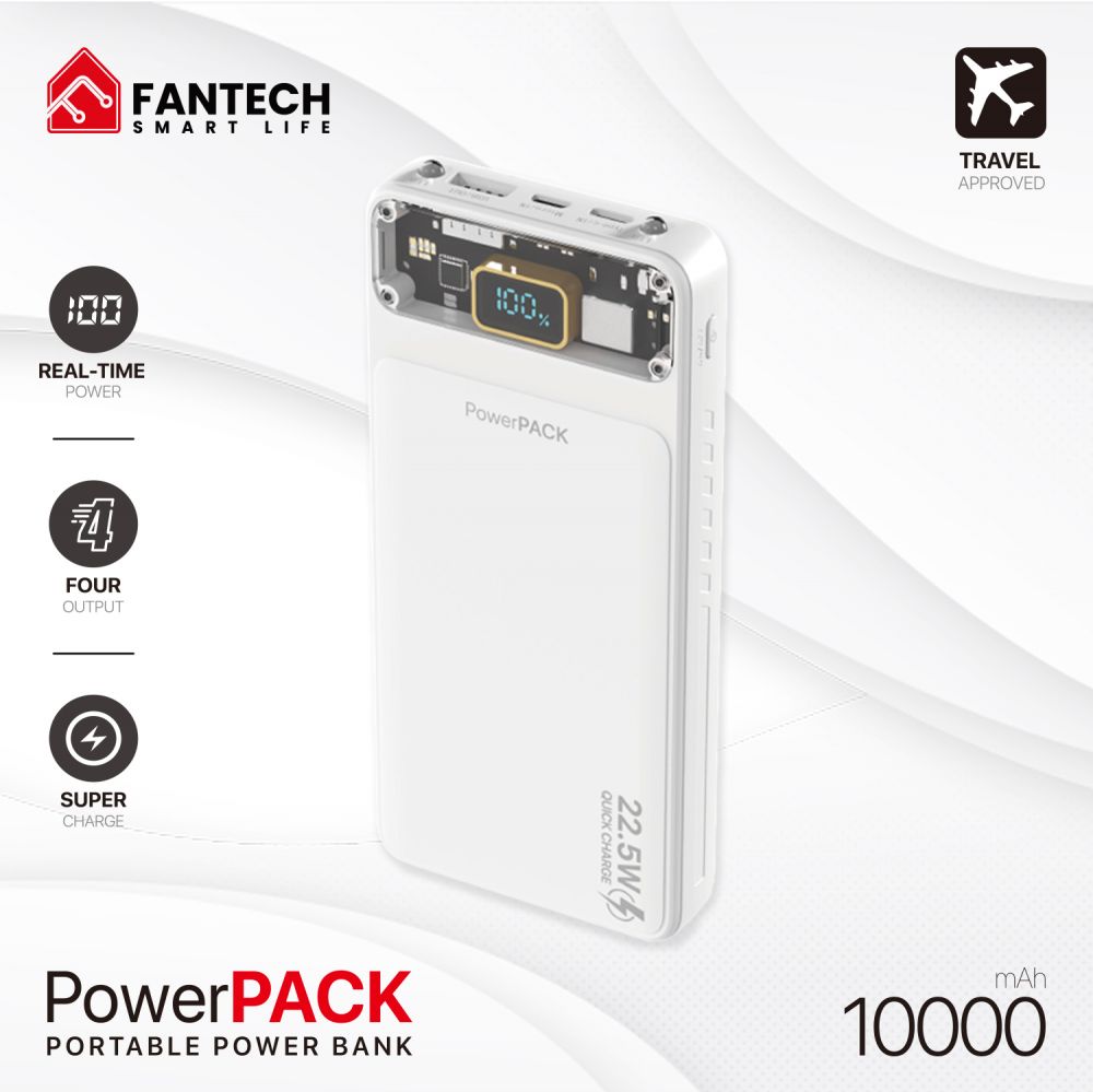 Power bank — Prenosiva baterija Fantech T1 10000mAh QC, PD, 22.5W, beli
