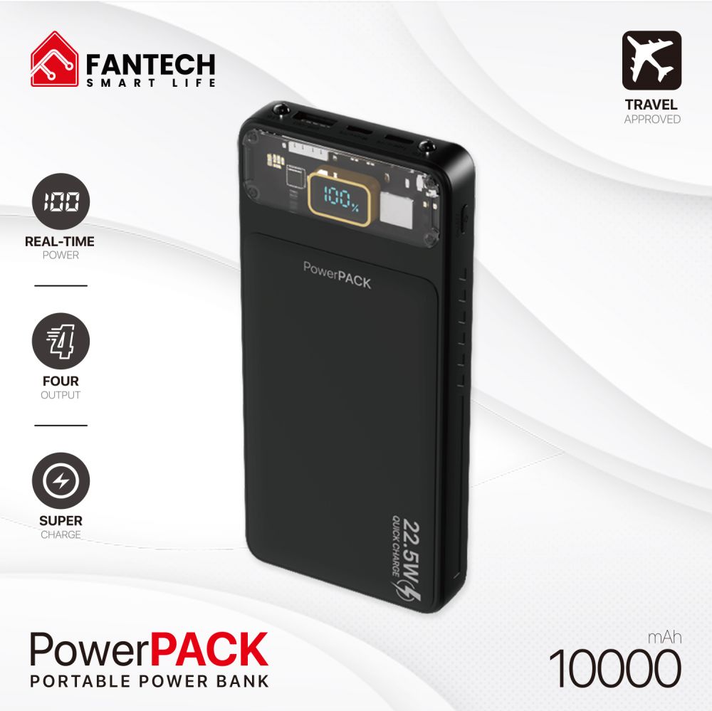 Power bank — Prenosiva baterija Fantech T1 10000mAh QC, PD, 22.5W, crni