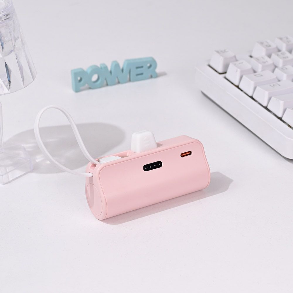 Power bank — Prenosiva baterija privezak 5000mAh fast lightning, roze