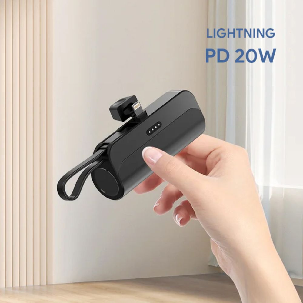Power bank — Prenosiva baterija privezak 5000mAh lightning, crna