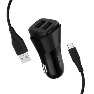 Punjač za Nokia C21 — Powerful TD-LTE Auto USB 2.4A Type-C USB data cable, crni