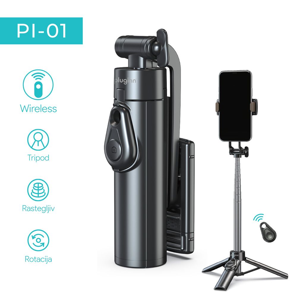 Power bank — Selfie stick tripod Pluginn PI-01, crni