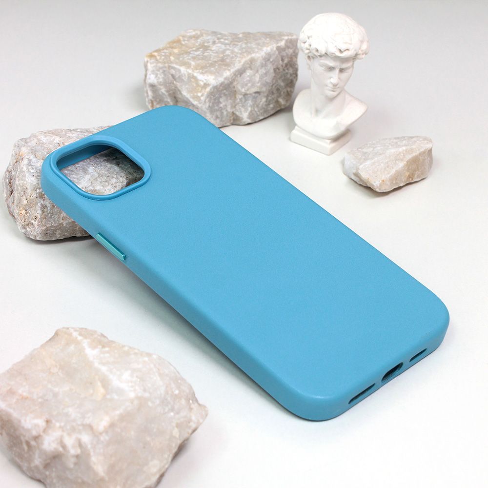 Maska za Apple iPhone 14 Plus — Beautiful Shine Leather 6.7 svetlo, svetlo plava