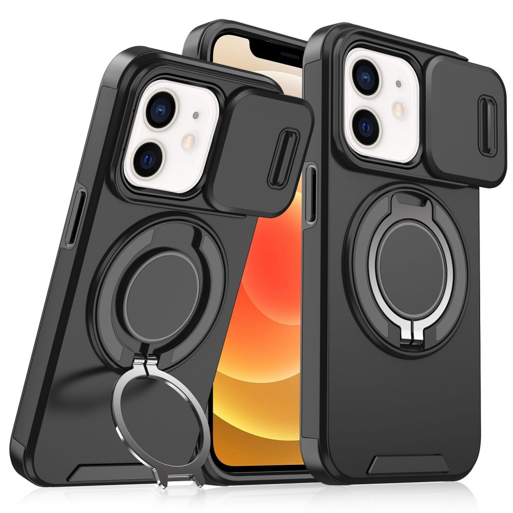 Maska za Apple iPhone 12 Pro — CamShield Ring stand, crna