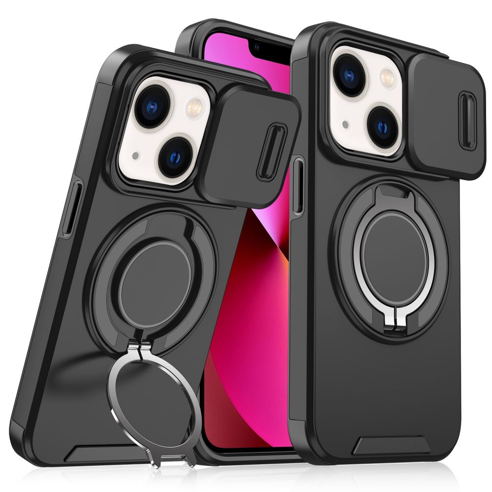 Maska za Apple iPhone 13 — CamShield Ring stand, crna