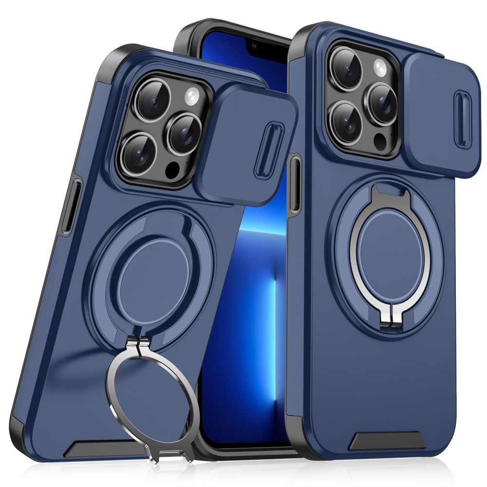 Maska za Apple iPhone 13 Pro — CamShield Ring stand, plava