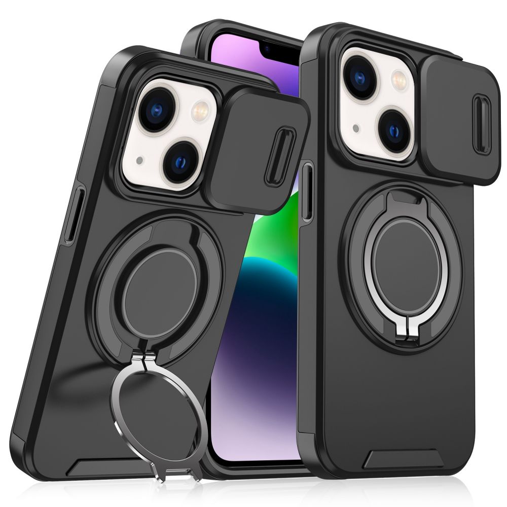 Maska za Apple iPhone 14 — CamShield Ring stand, crna