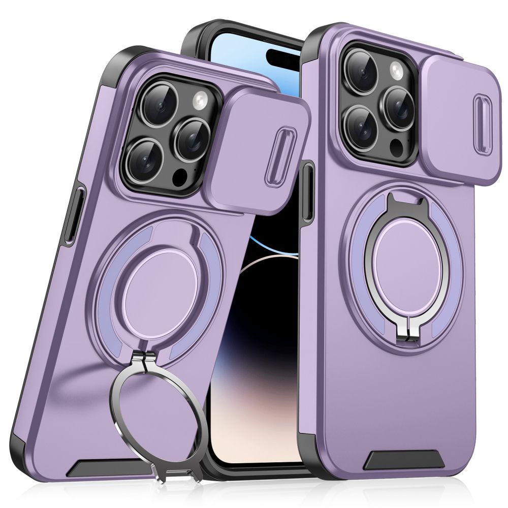 Maska za Apple iPhone 14 Pro — CamShield Ring stand, ljubicasta