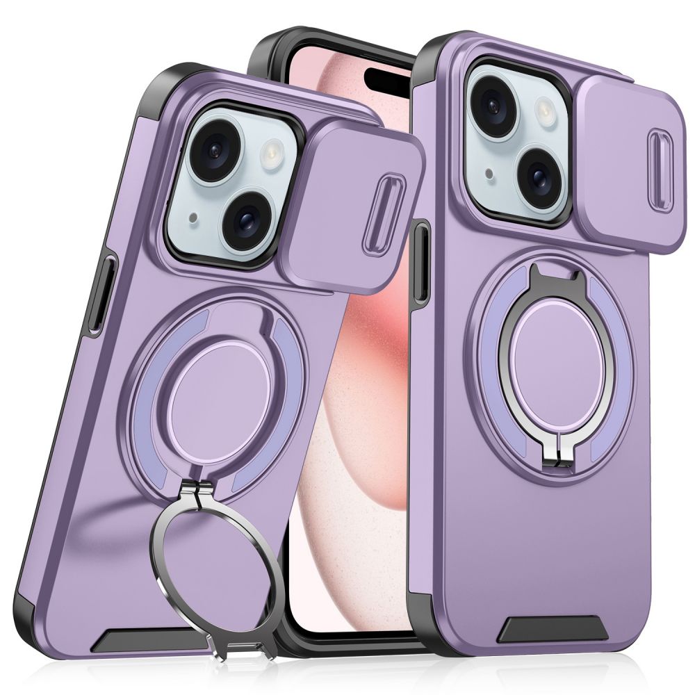 Maska za Apple iPhone 15 — CamShield Ring stand, ljubicasta