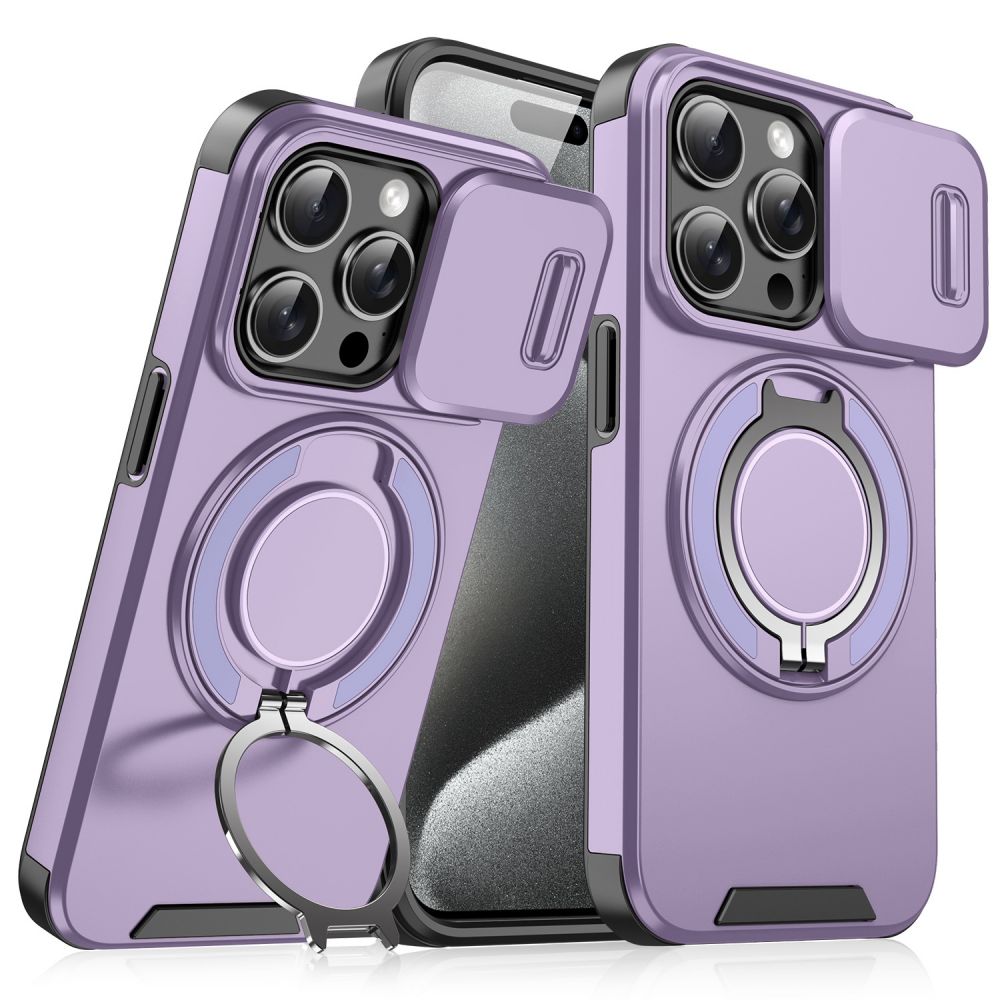 Maska za Apple iPhone 15 Pro Max — CamShield Ring stand, ljubicasta