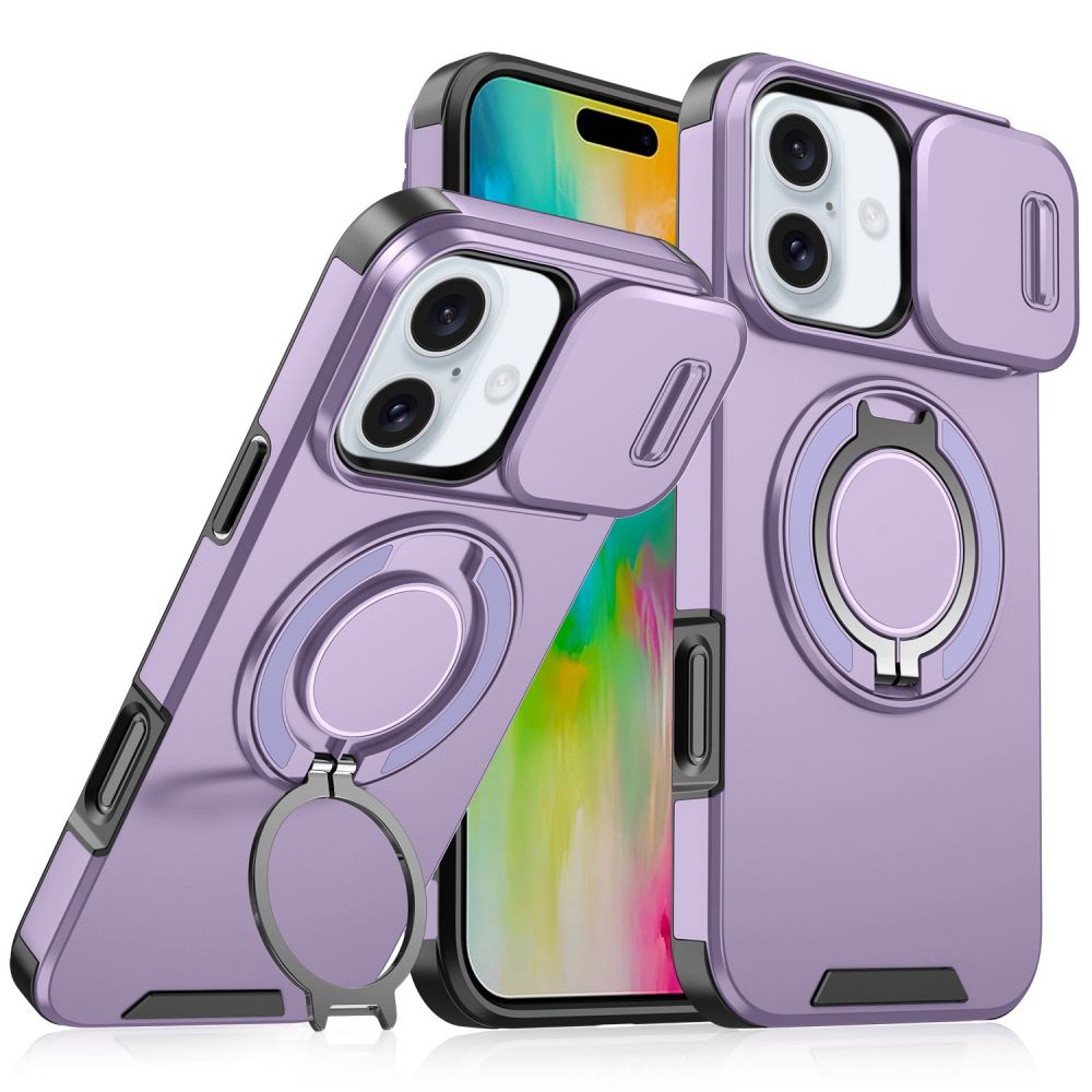 Maska za Apple iPhone 16 — CamShield Ring stand, ljubicasta