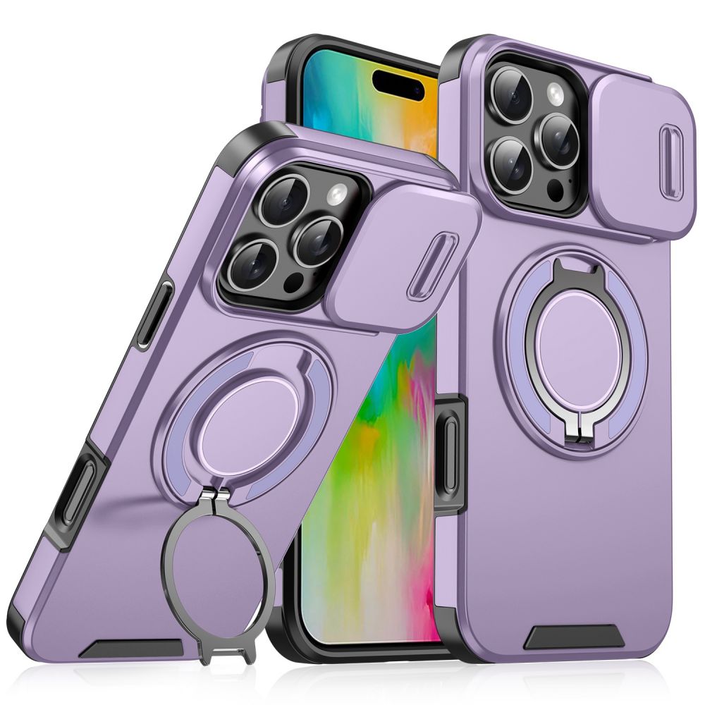 Maska za Apple iPhone 16 Pro — CamShield Ring stand, ljubicasta