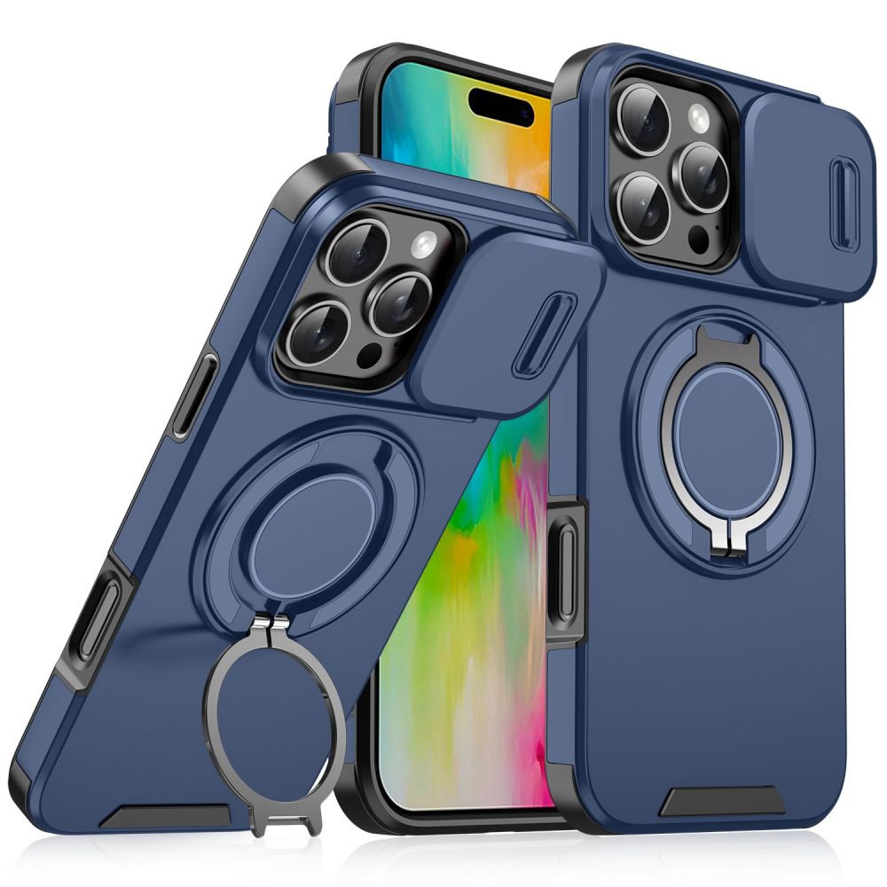 Maska za Apple iPhone 16 Pro — CamShield Ring stand, plava