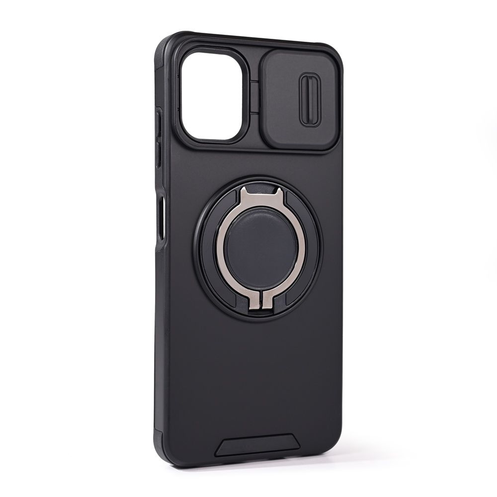 Maska za Samsung Galaxy A06 — CamShield Ring stand, crna