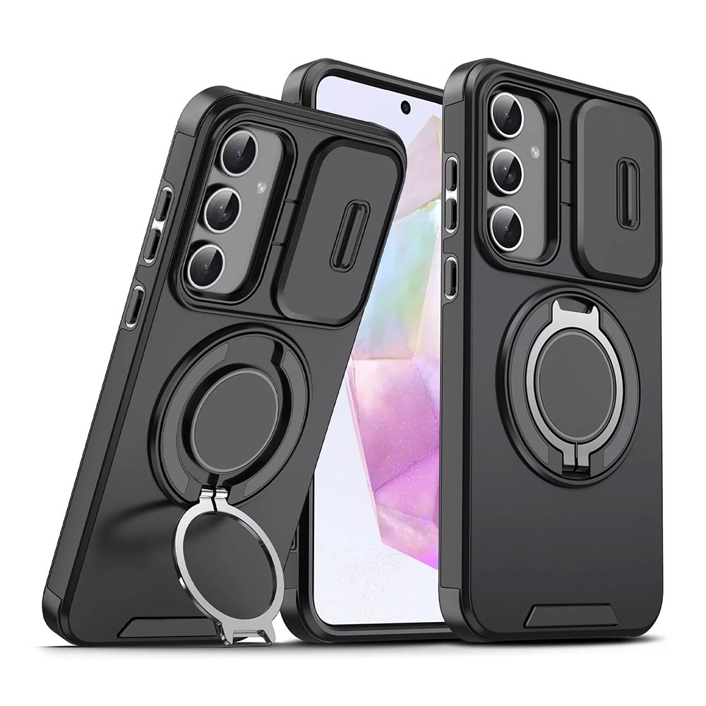Maska za Samsung Galaxy A57 5G — CamShield Ring stand, crna