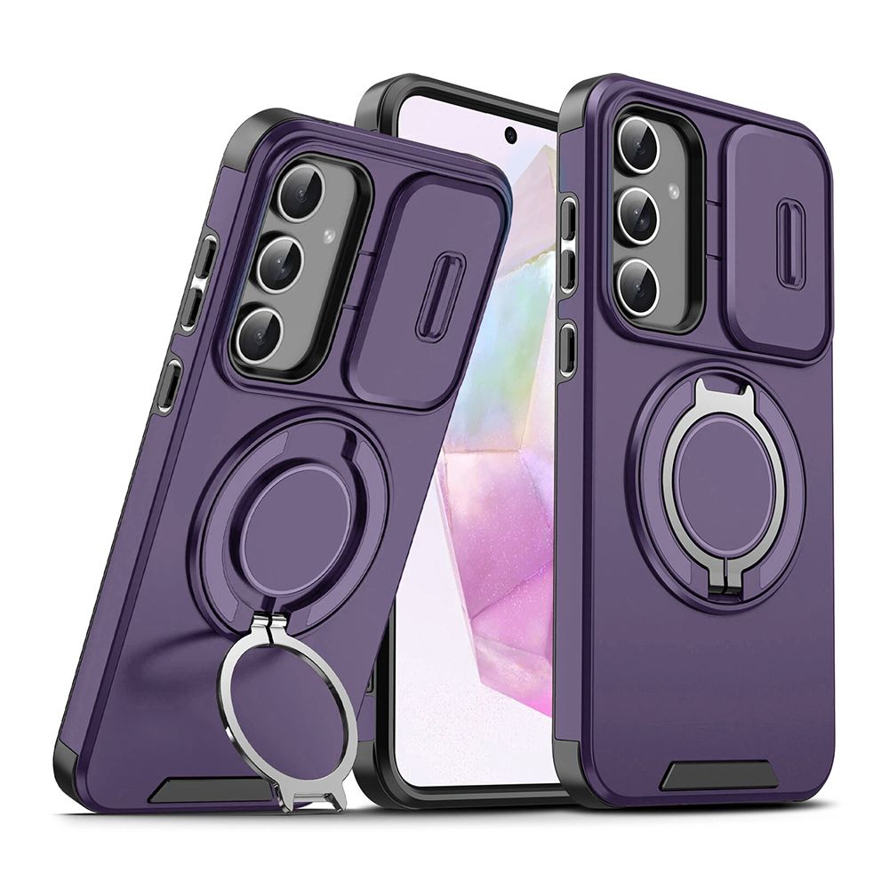 Maska za Samsung Galaxy A57 5G — CamShield Ring stand, ljubicasta