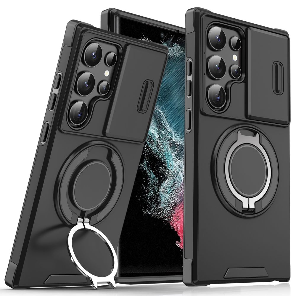 Maska za Samsung Galaxy S22 Ultra — CamShield Ring stand, crna