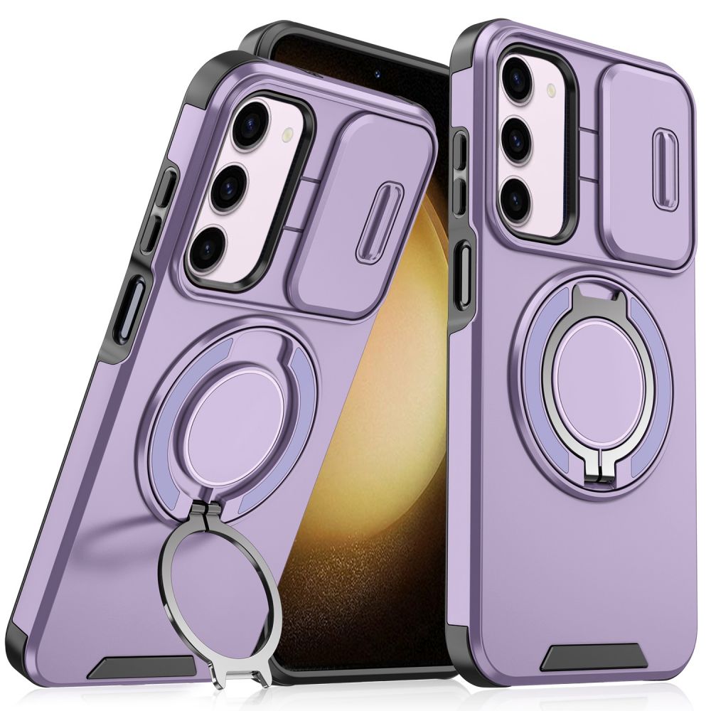 Maska za Samsung Galaxy S23 — CamShield Ring stand, ljubicasta