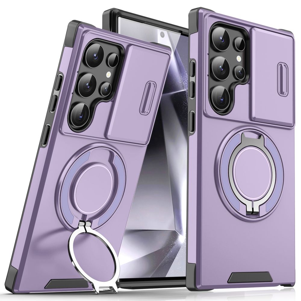 Maska za Samsung Galaxy S24 Ultra — CamShield Ring stand, ljubicasta