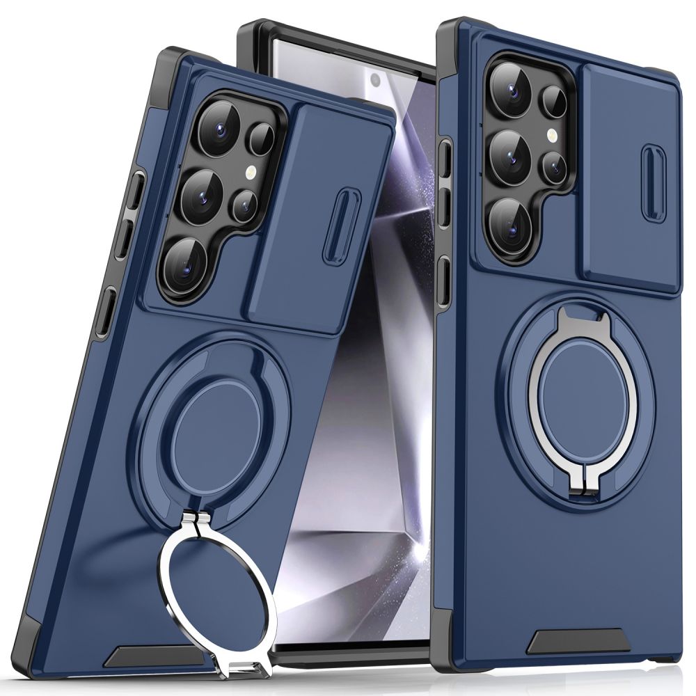 Maska za Samsung Galaxy S24 Ultra — CamShield Ring stand, plava