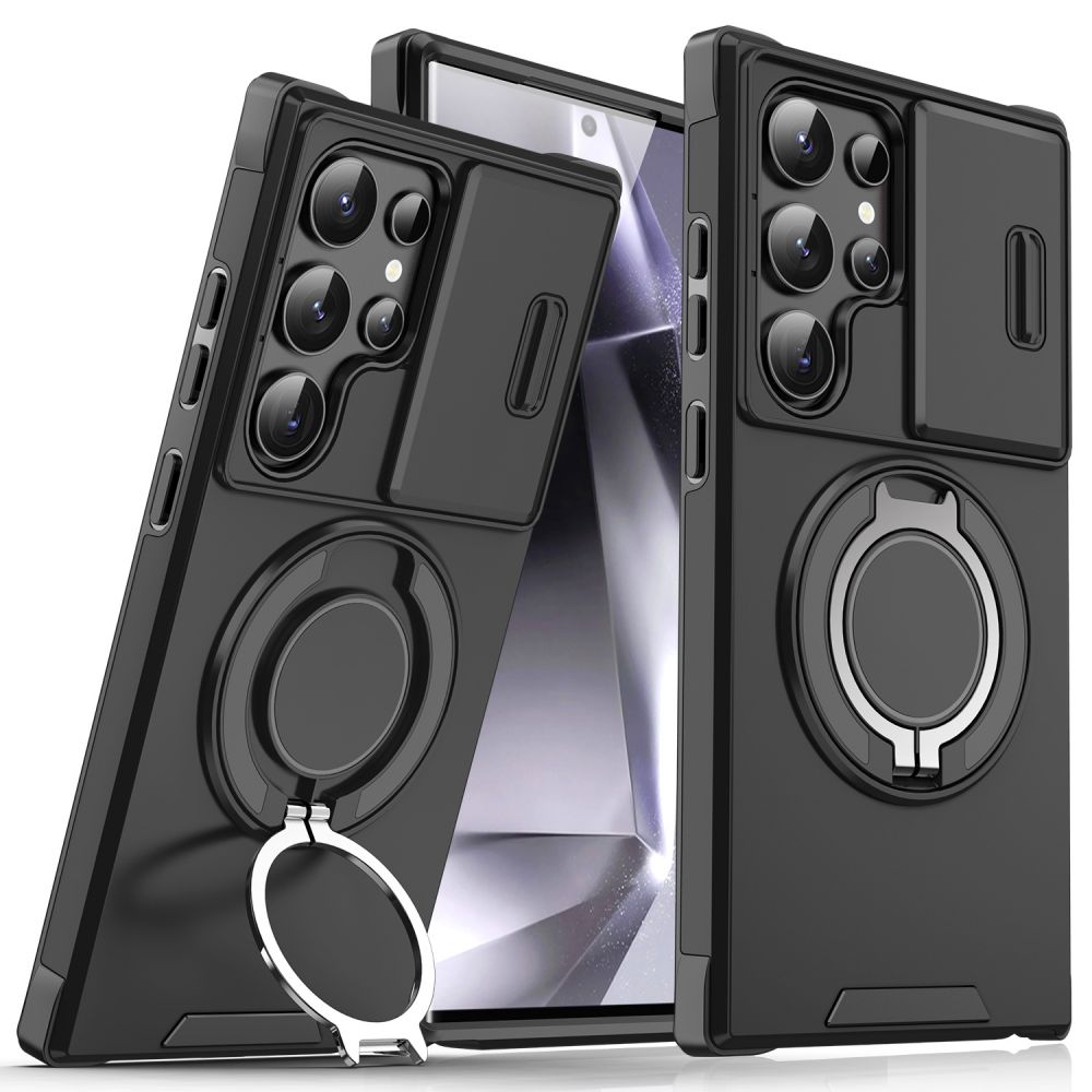 Maska za Samsung Galaxy S25 Ultra — CamShield Ring stand, crna